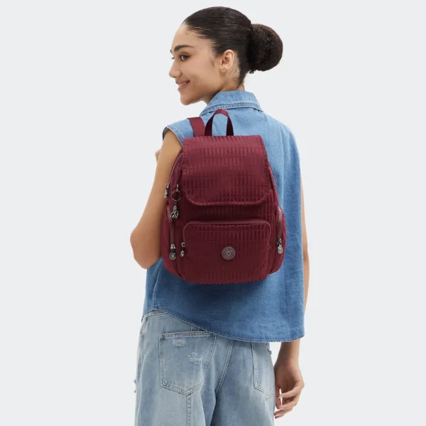 KIPLING - תיק גב קטן CITY ZIP S – KI67499HX – maroon-tile-jacquard – 6